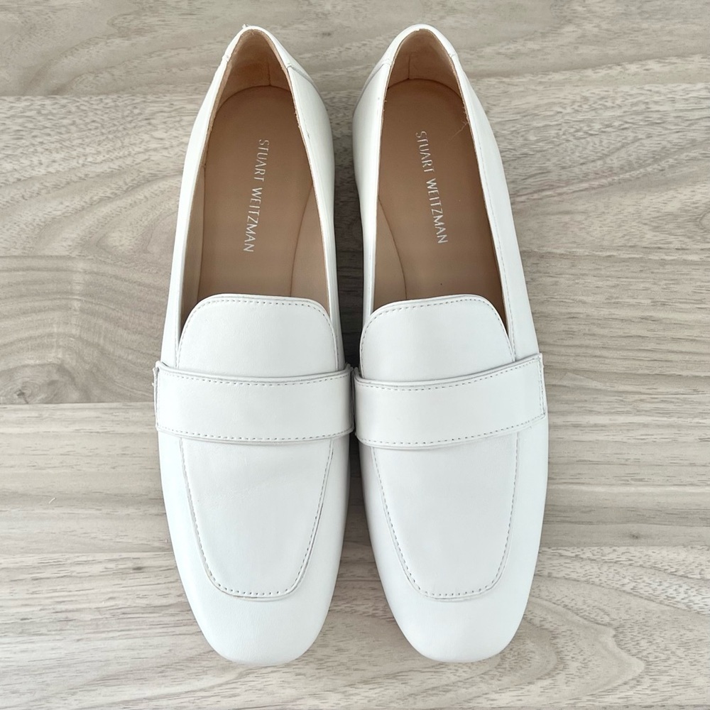 Stuart Weitzman Payson Leather Loafers | White | Size 5